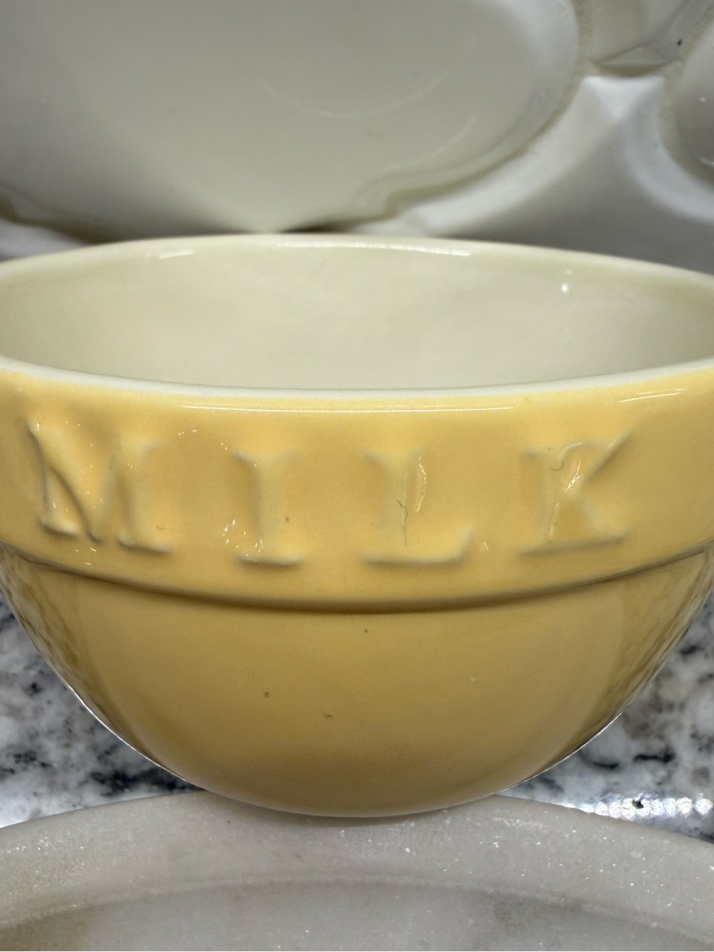 Vintage At Home America Yellow Stoneware "MILK" 4.5" Mixing Bowl